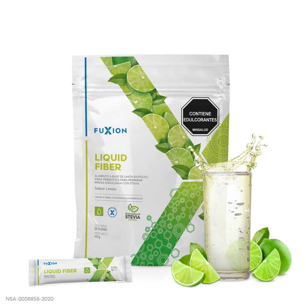 Liquid Fiber Fuxion – Sabor Limón, caja 28 sobres