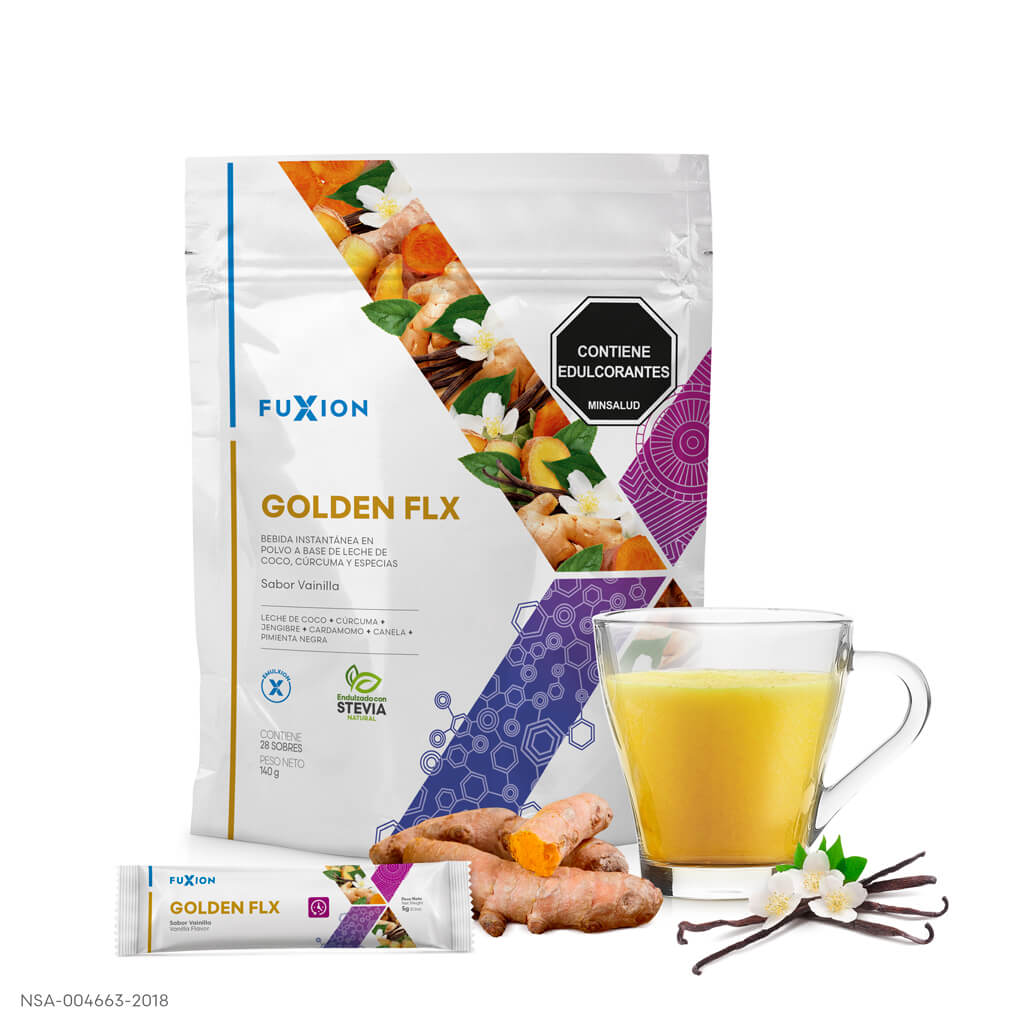 Golden Flx Fuxion - Doypack 28 sobres sabor Vainilla con Cúrcuma