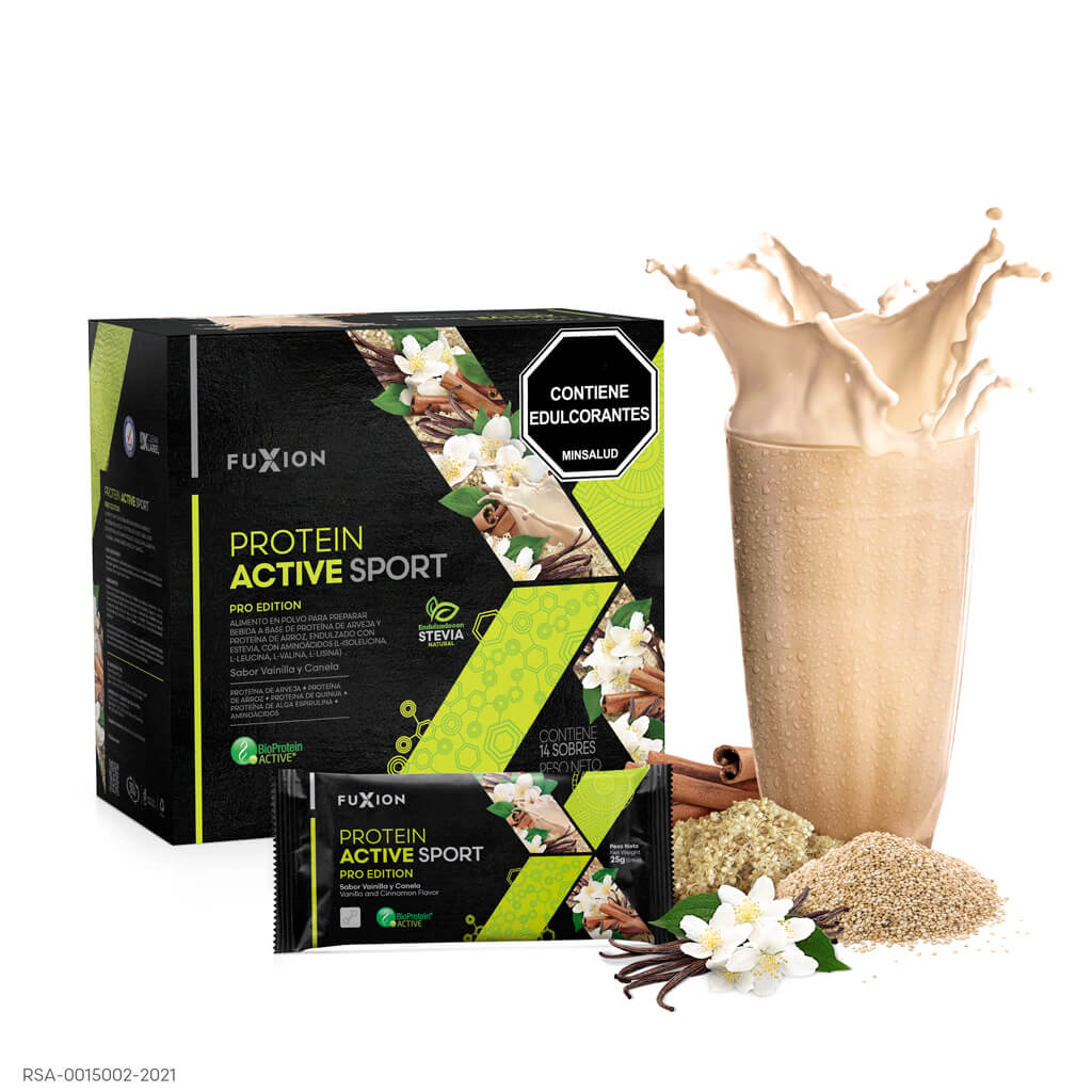 Protein Active Sport Pro Edition Fuxion caja 14 sobres Vainilla y Canela