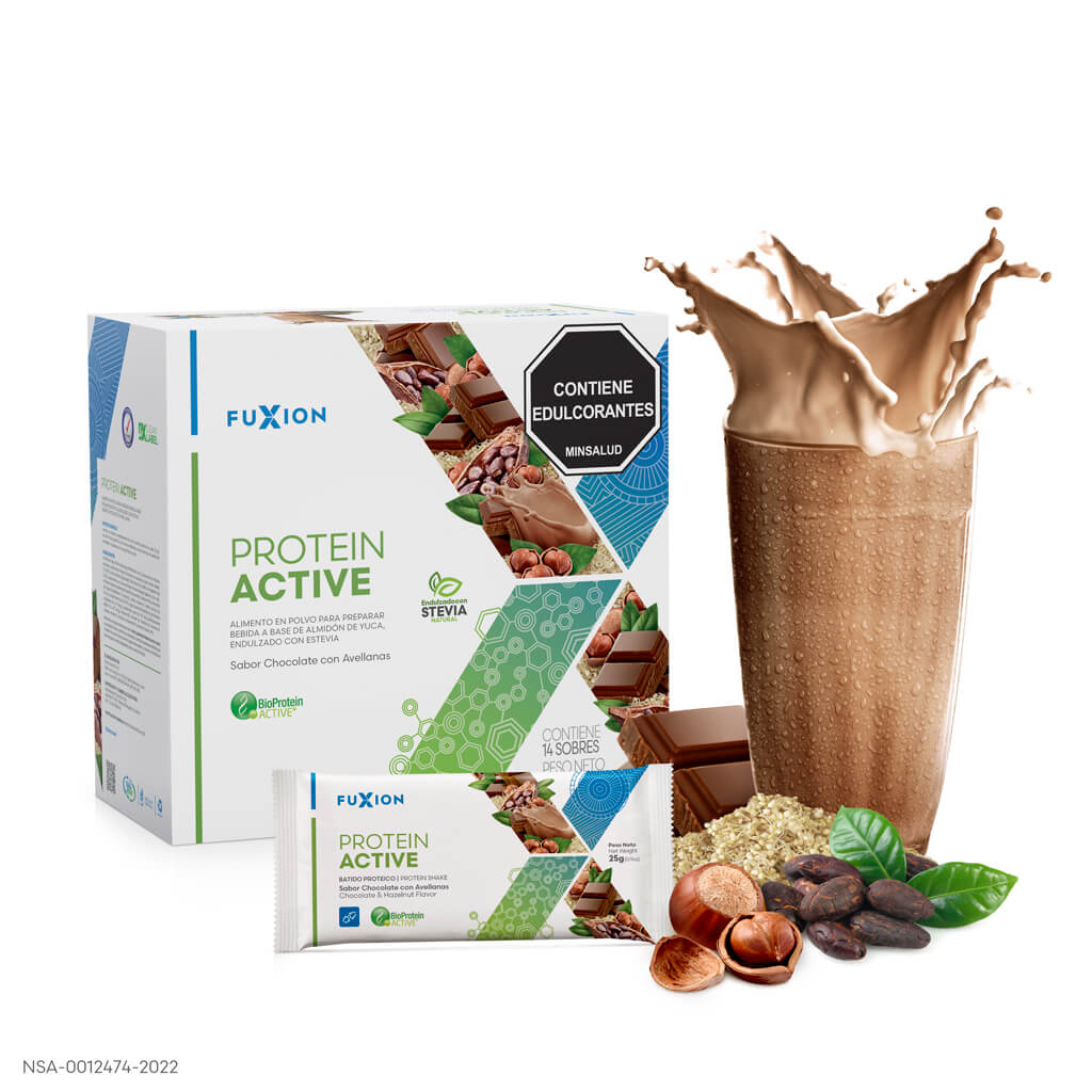 Protein Active Fuxion - Chocolate con Avellanas, Caja 14 sobres