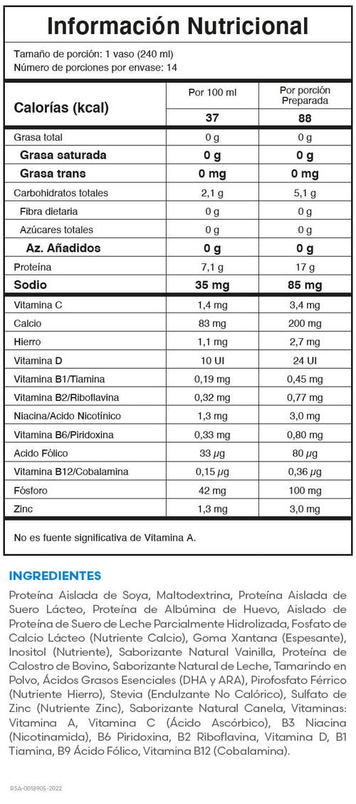 Tabla nutricional Biopro+ Fit Fuxion