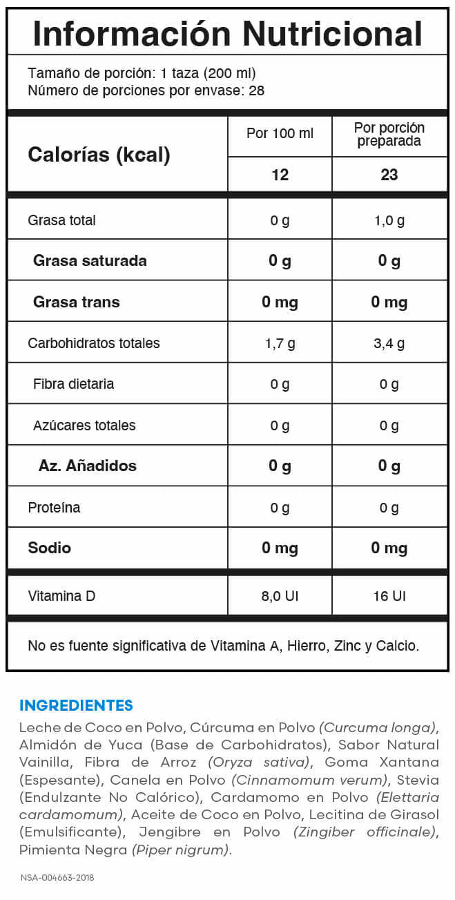 Golden Flx Fuxion - Tabla nutricional