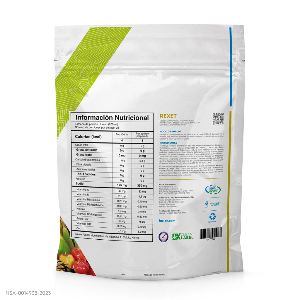 Tabla nutricional Rexet Fuxion